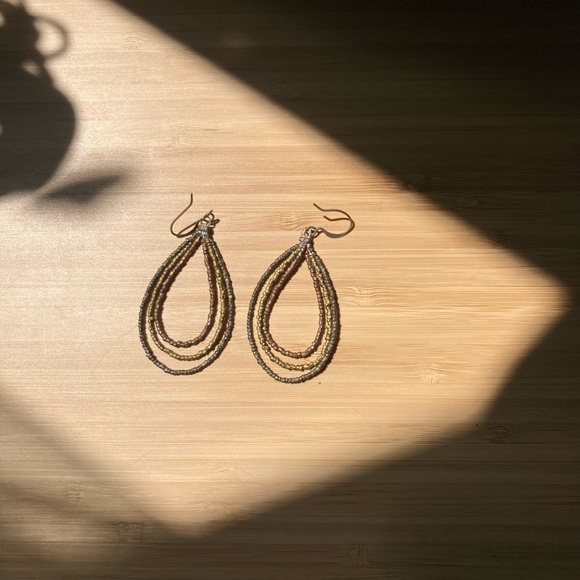 Triple Strand Beaded Earrings - Picture 2 of 2